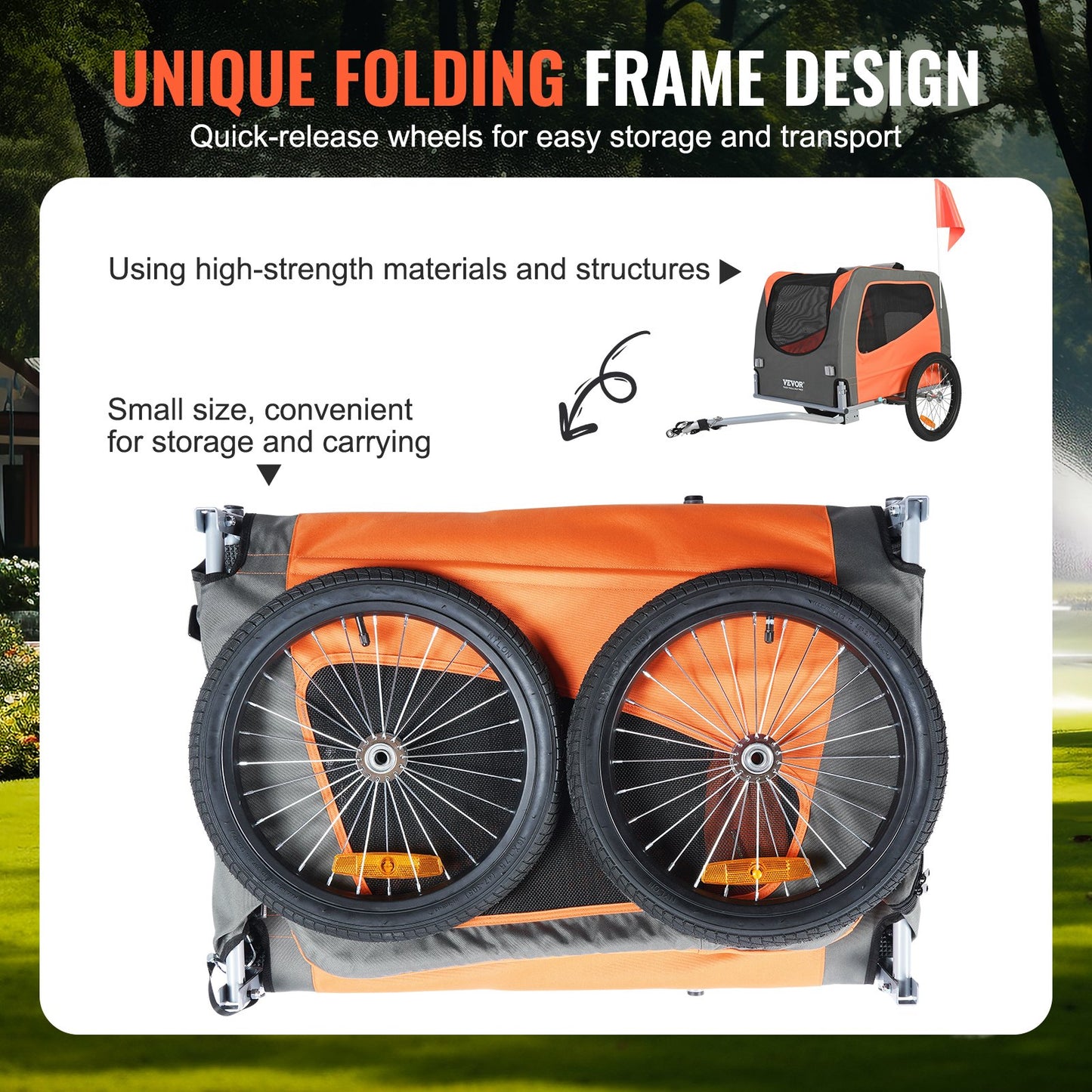 VEVOR Dog Bike Trailer, Supports up to 30 kg, Pet Cart Bicycle Carrier, Easy Folding