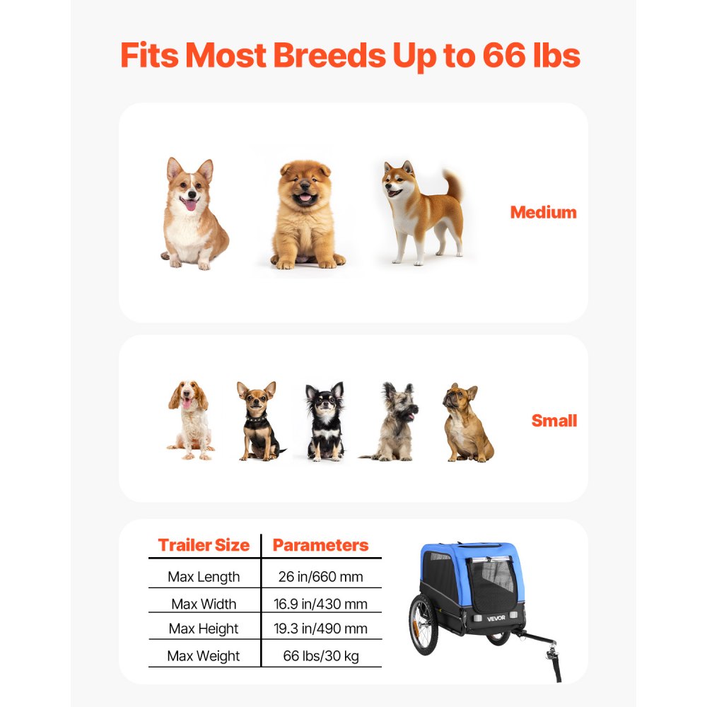 Dog Bike Trailer Pet Bicycle Trailer Cat Carrier 30 kg Water Resistant