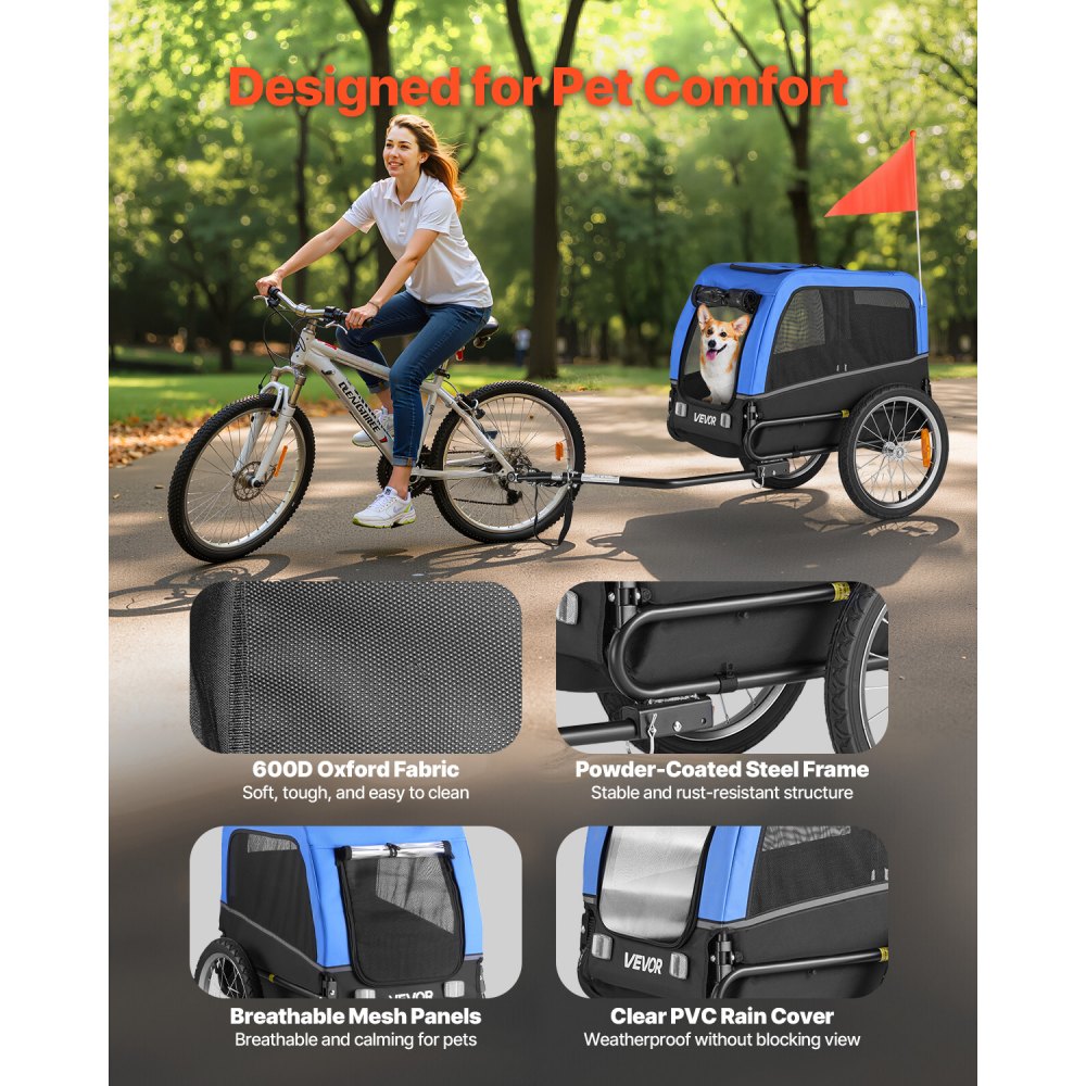 Dog Bike Trailer Pet Bicycle Trailer Cat Carrier 30 kg Water Resistant