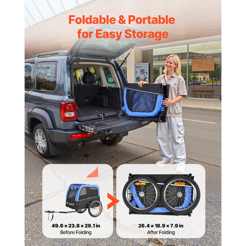 Dog Bike Trailer Pet Bicycle Trailer Cat Carrier 30 kg Water Resistant