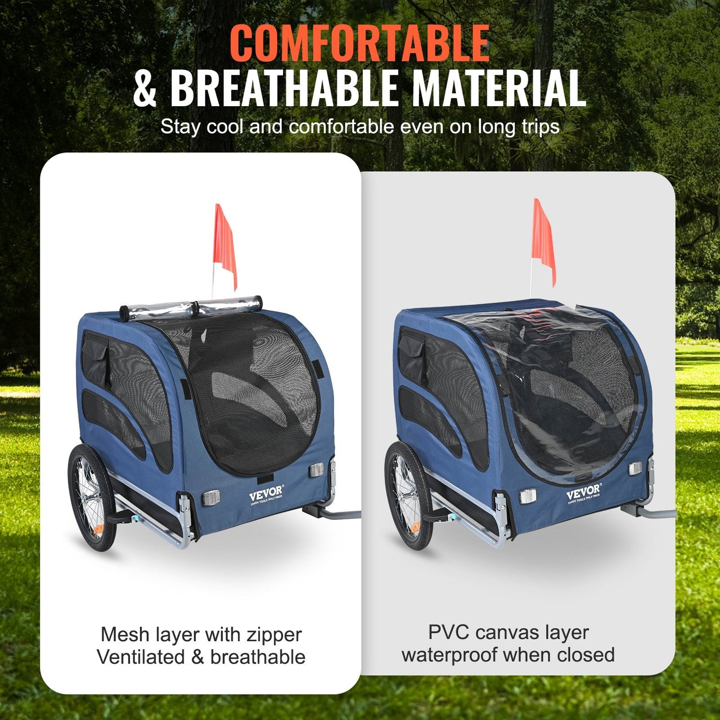 Pet Bike Trailer, 45 kg Capacity, Foldable Dog Carrier with Quick Release Wheels
