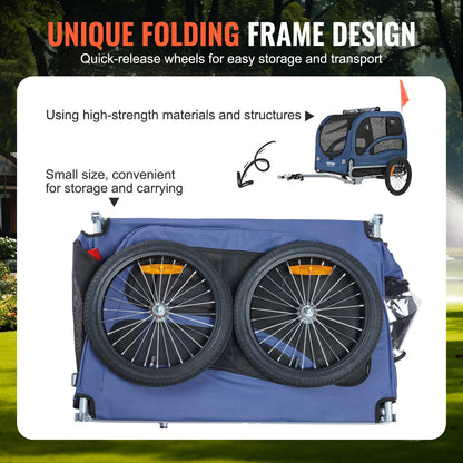 VEVOR Dog Bike Trailer, Supports up to 45 kg, Pet Cart Bicycle Carrier, Easy Folding