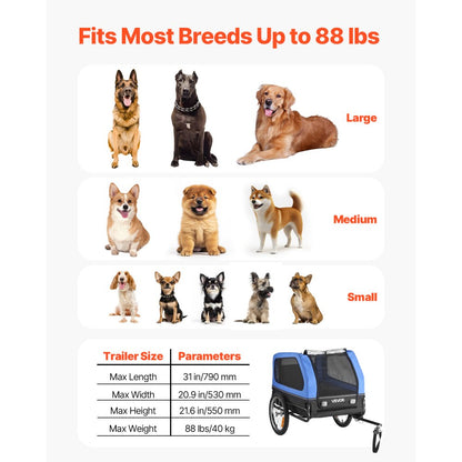 Dog Bike Trailer Pet Bicycle Trailer Cat Carrier 40 kg Water Resistant