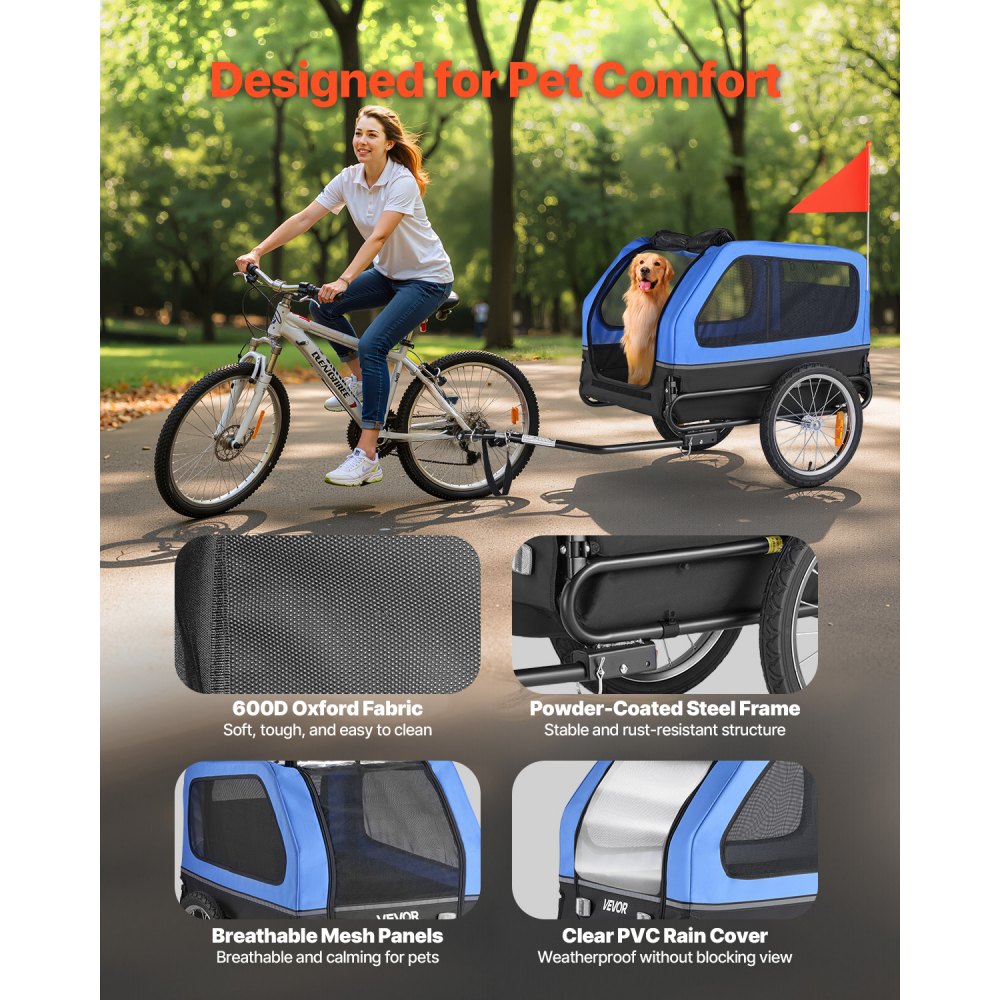 Dog Bike Trailer Pet Bicycle Trailer Cat Carrier 40 kg Water Resistant