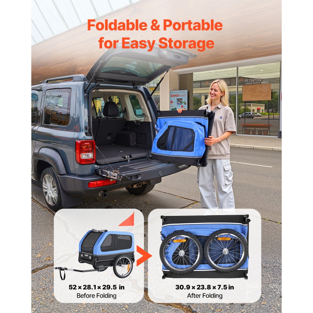 Dog Bike Trailer Pet Bicycle Trailer Cat Carrier 40 kg Water Resistant