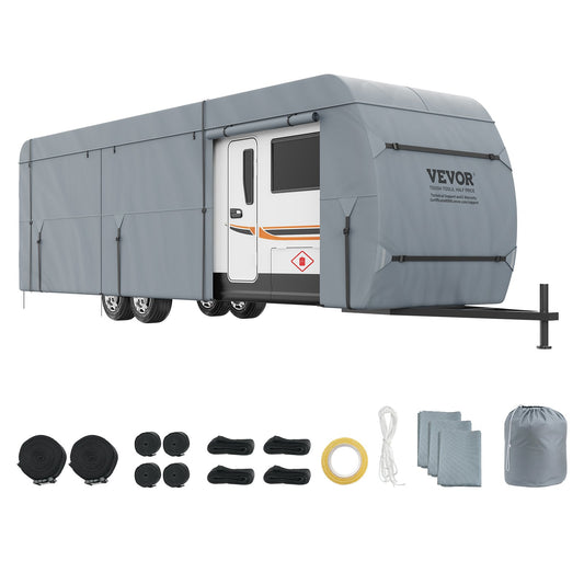 VEVOR Travel Trailer Cover, 8.5-9.1m RV Cover, 4-Layer Non-Woven Fabric Camper Cover,