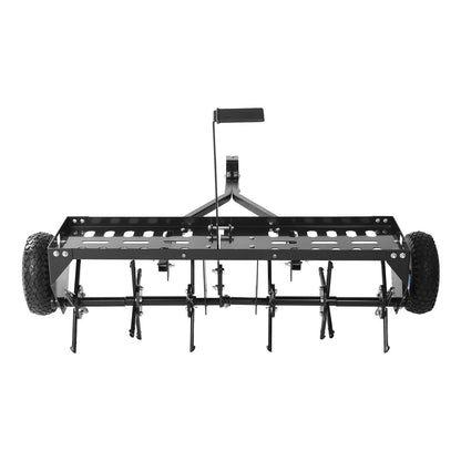 Tow Behind Plug Aerator, 40 in Lawn Core Aerator Tool Universal Hitch, 120lbs Weight Capacity, Heavy Duty  & Rust-Resistant, Pull Behind Spike Aerators with Tray for Farmland & Garden Tractors