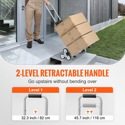 Foldable Stair Climbing Cart with Adjustable Handle and 100 kg Capacity