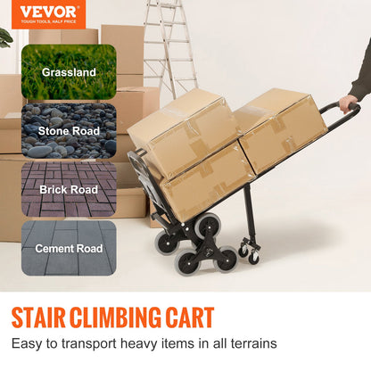 VEVOR Stair Climbing Cart, Heavy-Duty Hand Truck Dolly 170 kg Load Capacity, Foldable