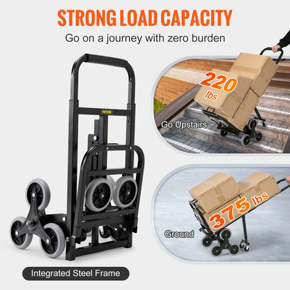 Heavy-Duty Stair Climbing Cart, 170 kg Capacity, Foldable with Adjustable Handle