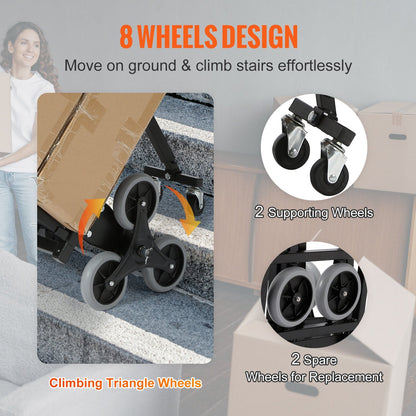 Heavy-Duty Stair Climbing Cart, 170 kg Capacity, Foldable with Adjustable Handle