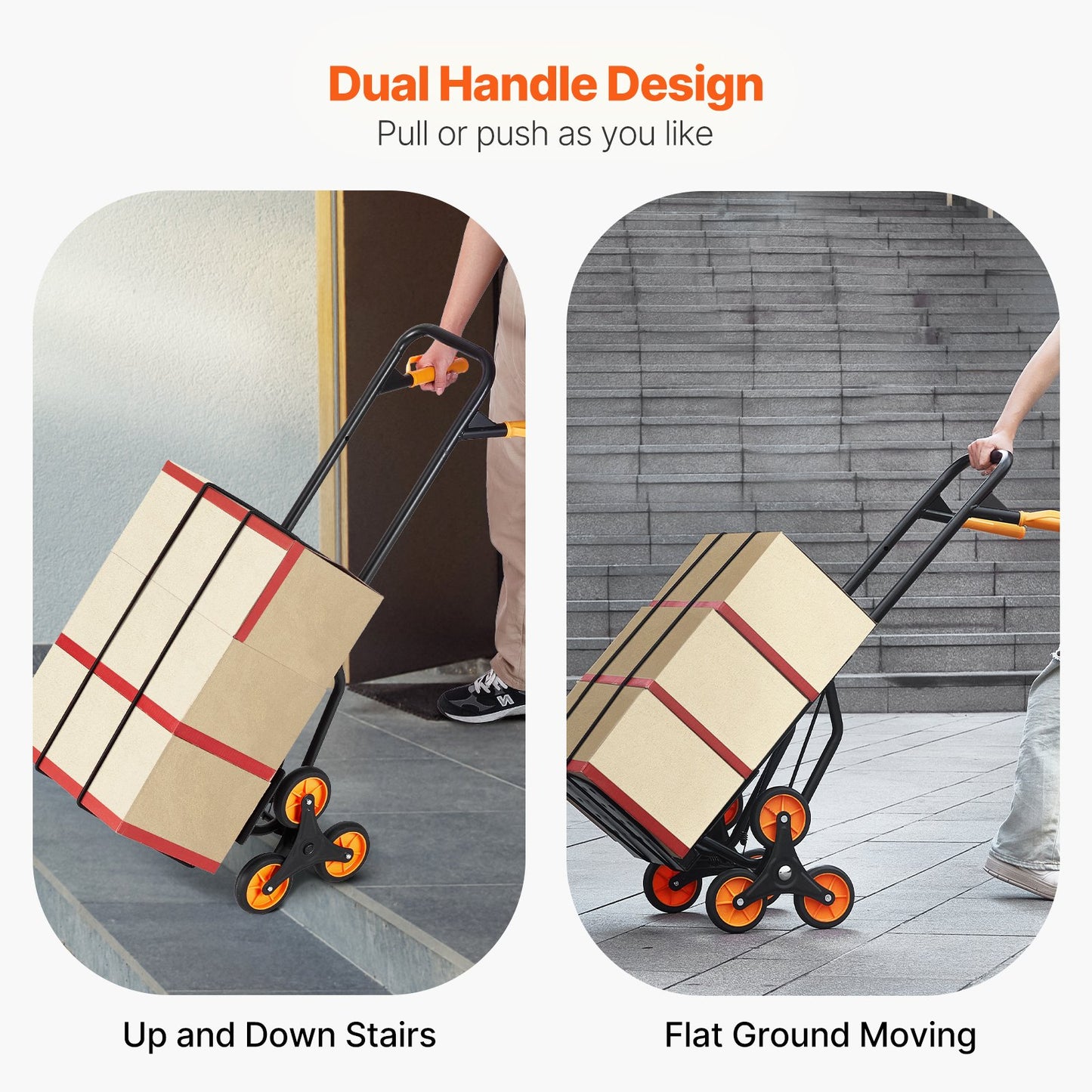 VEVOR Stair Climbing Cart Heavy Duty Folding Hand Truck Dolly 200 kg 6 Wheels