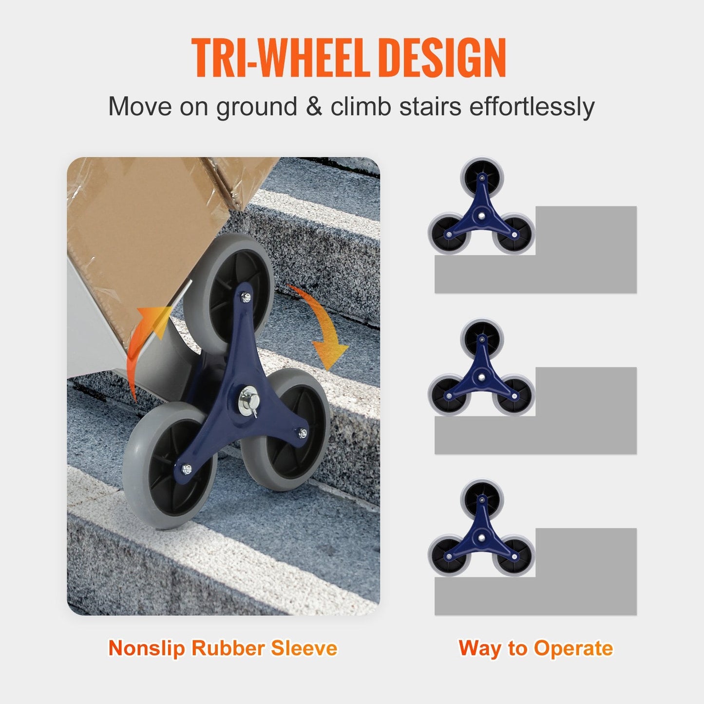 Heavy-Duty Stair Climbing Cart, 250 kg Capacity, Aluminum Frame & Dual Handles