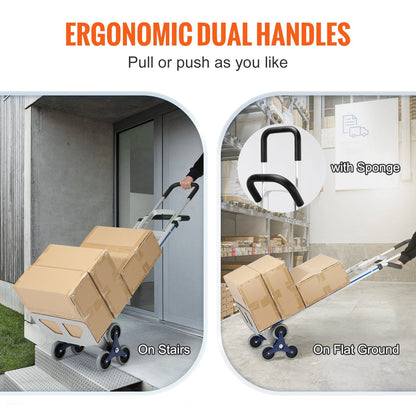 Heavy-Duty Stair Climbing Cart, 250 kg Capacity, Aluminum Frame & Dual Handles