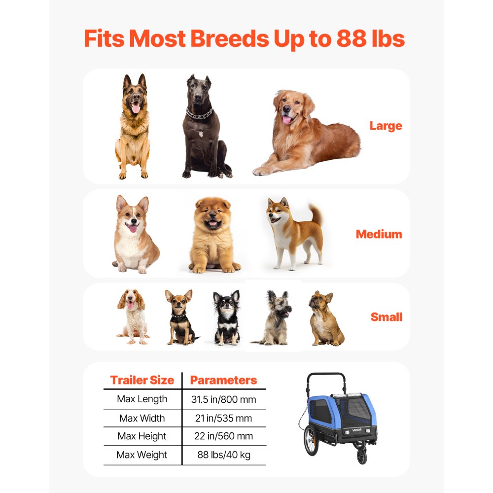Dog Bike Trailer Pet Bicycle Trailer & Stroller 40 kg Water Resistant