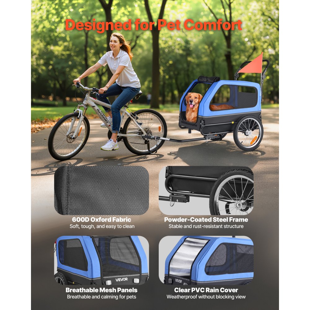 Dog Bike Trailer Pet Bicycle Trailer & Stroller 40 kg Water Resistant