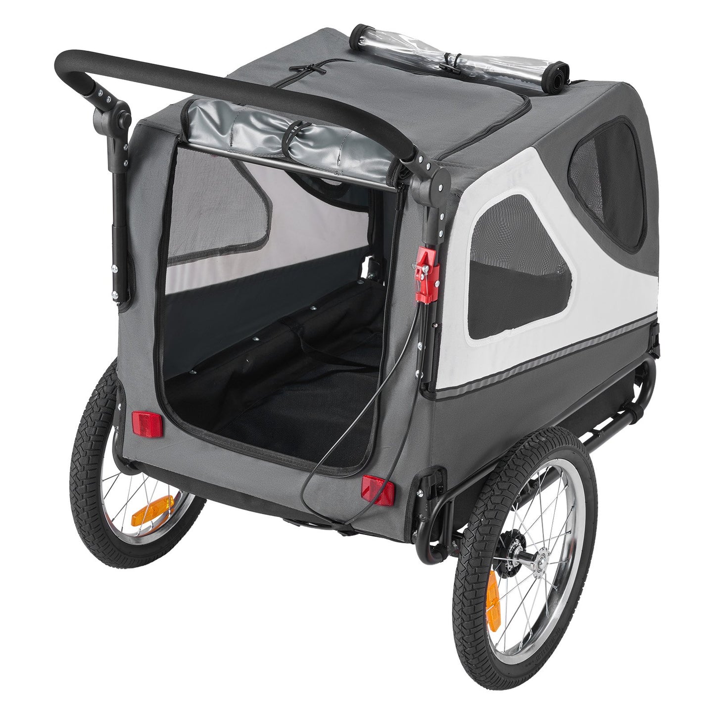 Dog Bike Trailer, Supports up to 45 kg, 2-in-1 Pet Stroller Cart Bicycle Carrier for Small & Large Dogs, Easy Folding Frame with Quick Release Wheel, Universal Bicycle Coupler, Internal Leash