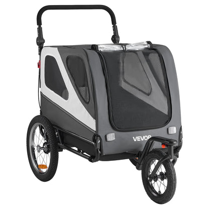 Dog Bike Trailer, Supports up to 45 kg, 2-in-1 Pet Stroller Cart Bicycle Carrier for Small & Large Dogs, Easy Folding Frame with Quick Release Wheel, Universal Bicycle Coupler, Internal Leash
