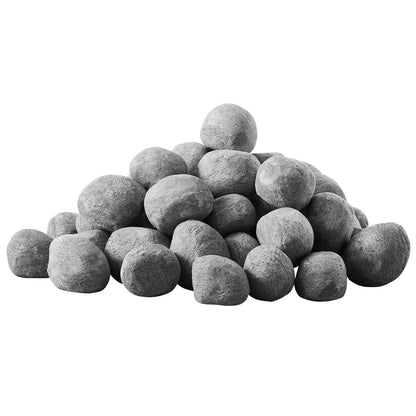 Ceramic Fire Pebble Stones, 25.4-50.8 mm 48 Pcs Lava Rocks, Reusable Fire Pit Stones Indoor and Outdoor Use, Decorative Firepit Rocks for Propane/Gas Fireplace, Stove, Courtyard, Camping