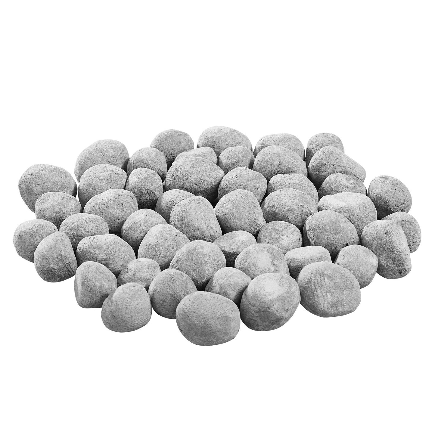 Ceramic Fire Pebble Stones, 25.4-50.8 mm 48 Pcs Lava Rocks, Reusable Fire Pit Stones Indoor and Outdoor Use, Decorative Firepit Rocks for Propane/Gas Fireplace, Stove, Courtyard, Camping
