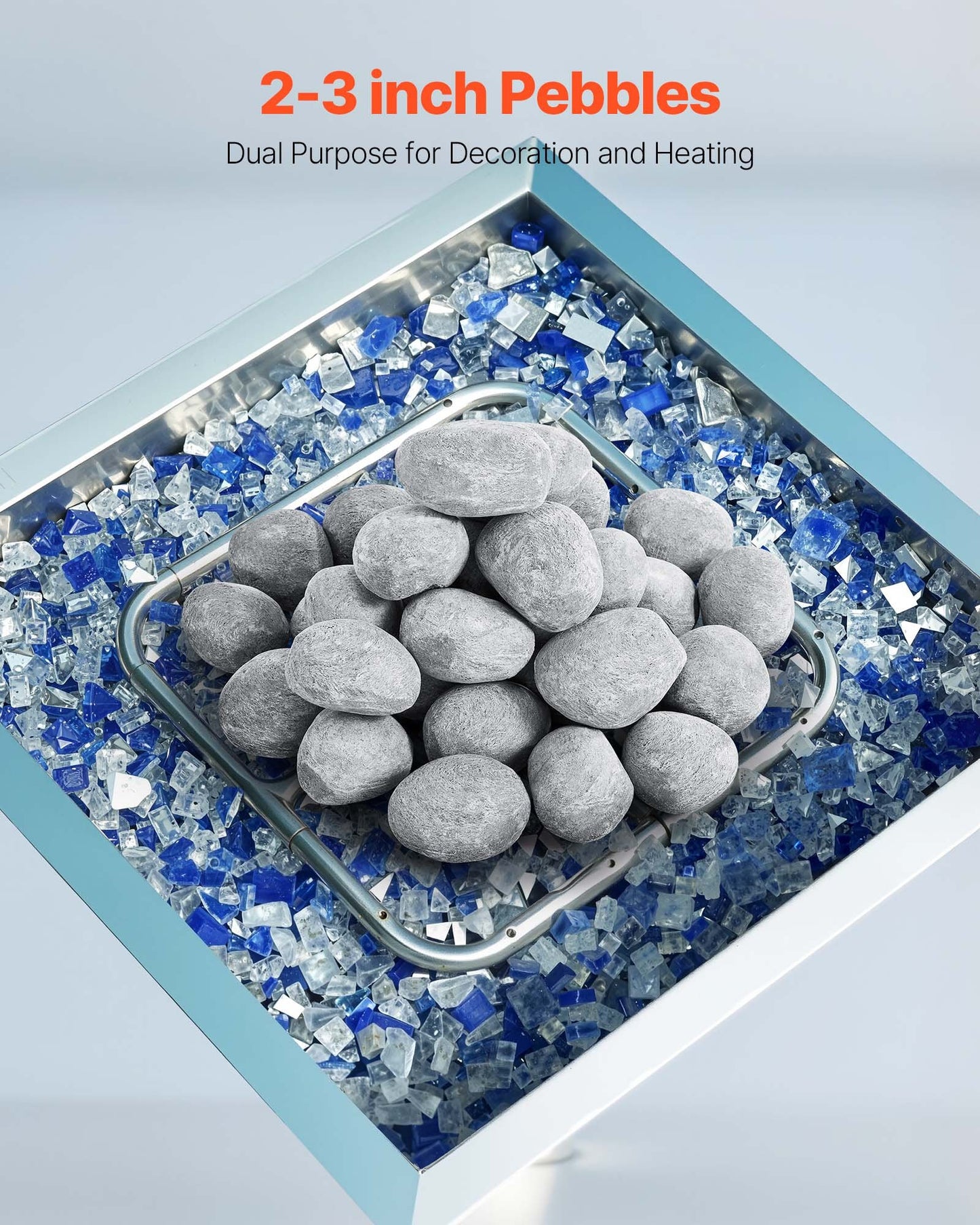 Ceramic Fire Pebble Stones, 50.8-76.2 mm 30 Pcs Lava Rocks, Reusable Fire Pit Stones Indoor and Outdoor Use, Decorative Firepit Rocks for Propane/Gas Fireplace, Stove, Courtyard, Camping