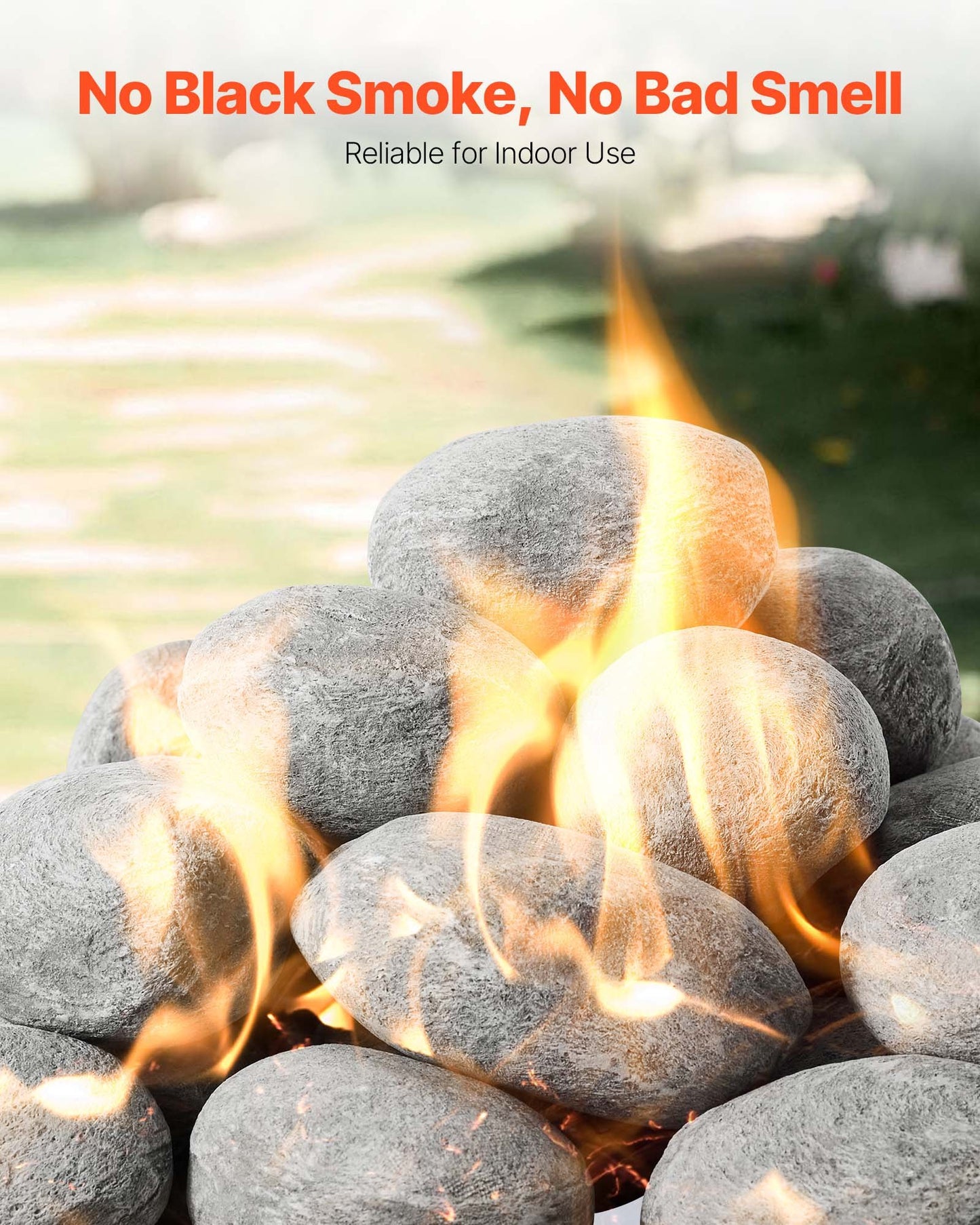 Ceramic Fire Pebble Stones, 50.8-76.2 mm 30 Pcs Lava Rocks, Reusable Fire Pit Stones Indoor and Outdoor Use, Decorative Firepit Rocks for Propane/Gas Fireplace, Stove, Courtyard, Camping