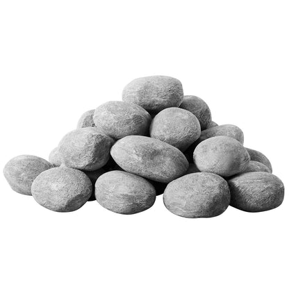 Ceramic Fire Pebble Stones, 50.8-76.2 mm 30 Pcs Lava Rocks, Reusable Fire Pit Stones Indoor and Outdoor Use, Decorative Firepit Rocks for Propane/Gas Fireplace, Stove, Courtyard, Camping