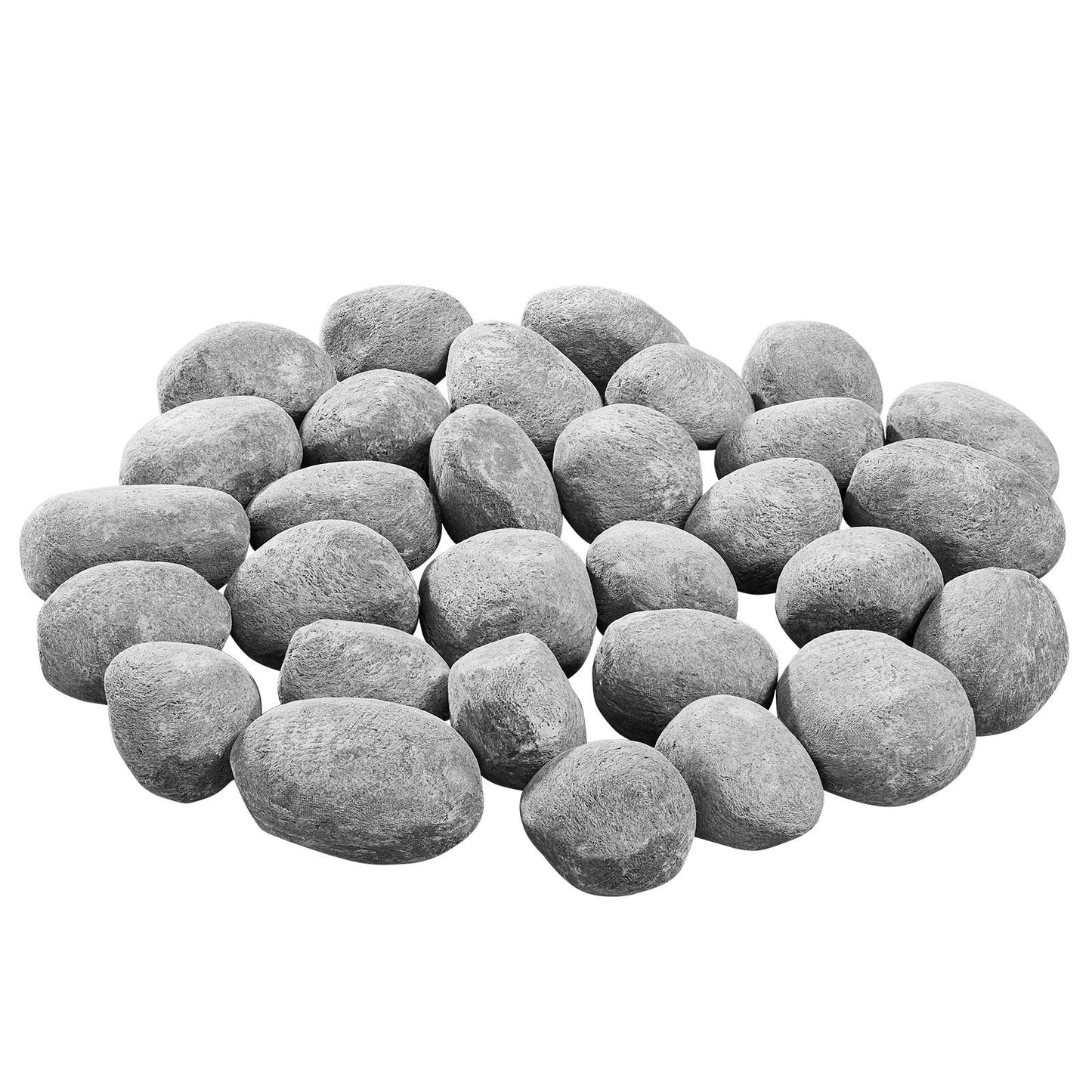Ceramic Fire Pebble Stones, 50.8-76.2 mm 30 Pcs Lava Rocks, Reusable Fire Pit Stones Indoor and Outdoor Use, Decorative Firepit Rocks for Propane/Gas Fireplace, Stove, Courtyard, Camping