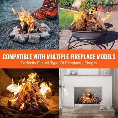 10 Piece Ceramic Gas Fireplace Logs, Heat-Resistant Decorative Wood Set