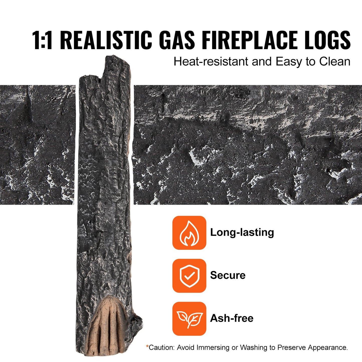 VEVOR 8 Pcs Oak Logs, Gas Fireplace Ceramic Logs for Fire place, Heat-Resistant
