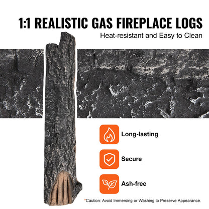 VEVOR 8 Pcs Oak Logs, Gas Fireplace Ceramic Logs for Fire place, Heat-Resistant