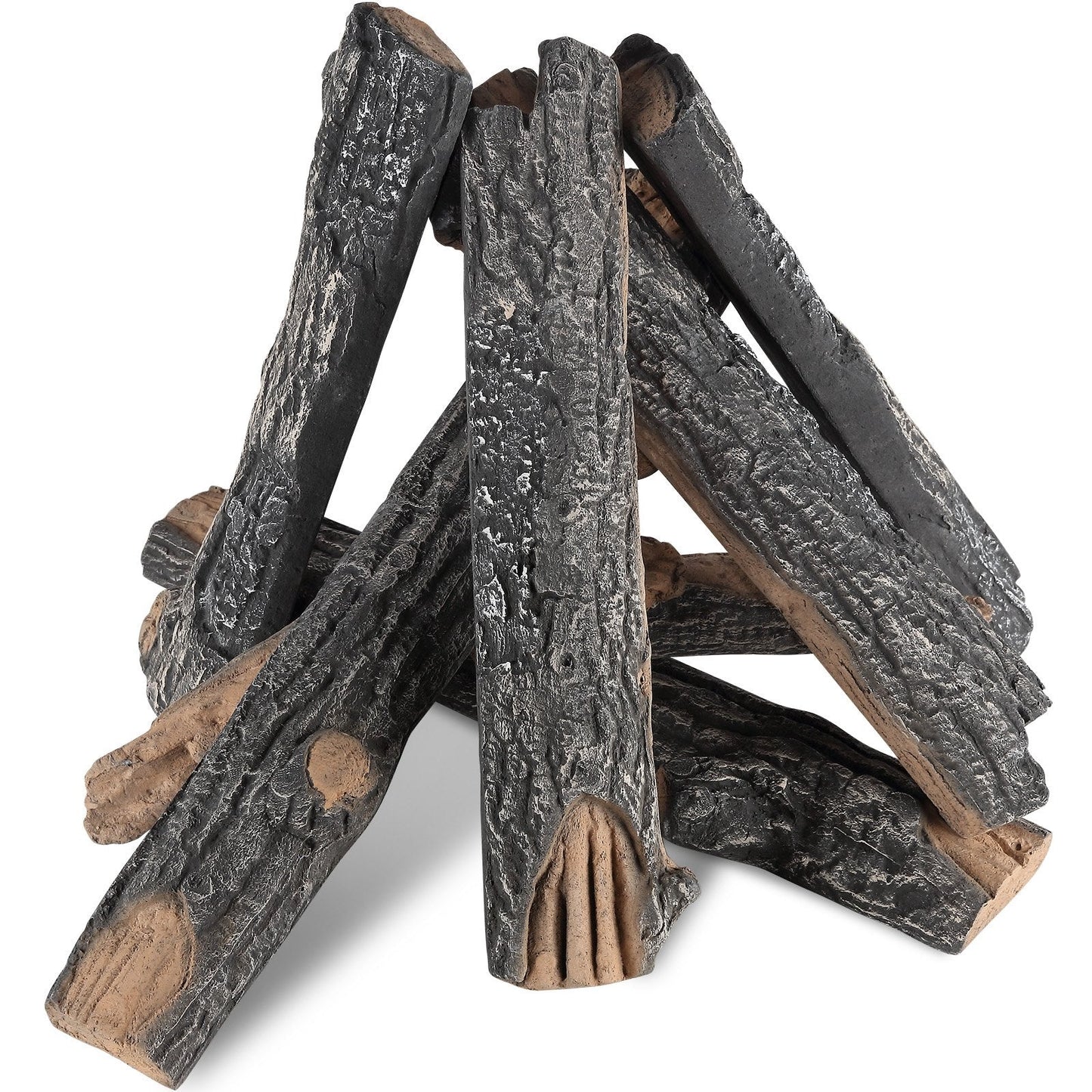 8-Piece Oak Ceramic Logs for Gas Fireplace, Heat-Resistant and Realistic