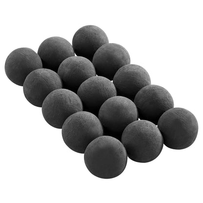 Ceramic Fire Balls, 76 mm 15 Pcs Round Fire Stones, Reusable Lava Rocks Indoor and Outdoor Use, Decorative Fire Pit Rocks for Propane/Gas Fireplace, Stove, Courtyard, Camping, Black