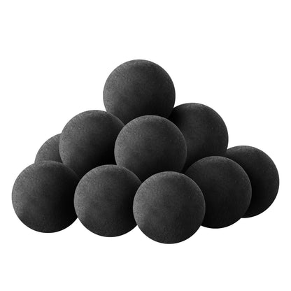 Ceramic Fire Balls, 76 mm 15 Pcs Round Fire Stones, Reusable Lava Rocks Indoor and Outdoor Use, Decorative Fire Pit Rocks for Propane/Gas Fireplace, Stove, Courtyard, Camping, Black