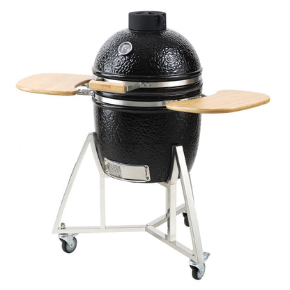 VEVOR Portable Charcoal Grill, Propane Gas Grills with Cover and Cart, Heavy Duty Stainless Steel BBQ Grill, Mini Smoker for Outdoor Cooking, Barbecue Camping, Picnic, and Backyard, Black