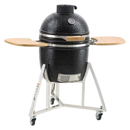 VEVOR Portable Charcoal Grill, Propane Gas Grills with Cover and Cart, Heavy Duty Stainless Steel BBQ Grill, Mini Smoker for Outdoor Cooking, Barbecue Camping, Picnic, and Backyard, Black
