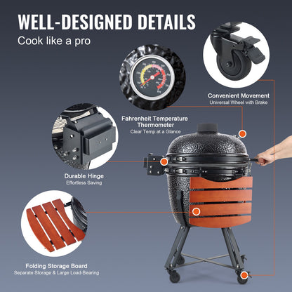 VEVOR Portable Charcoal Grill, Propane Gas Grills with Cover and Cart, Heavy Duty