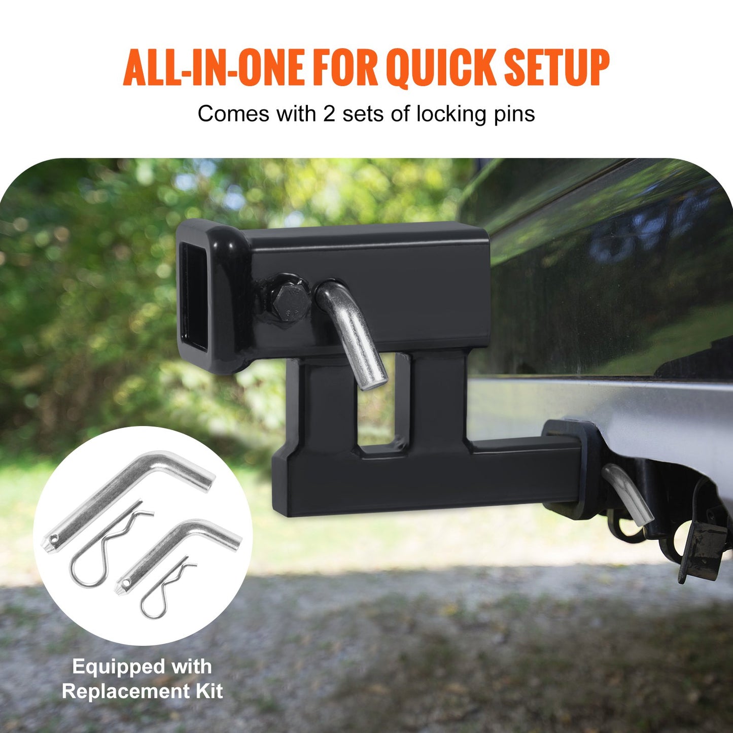 VEVOR Hitch Adapter, 1-1/4" to 2" Receiver Hitch Extender Extension, Trailer Hitch