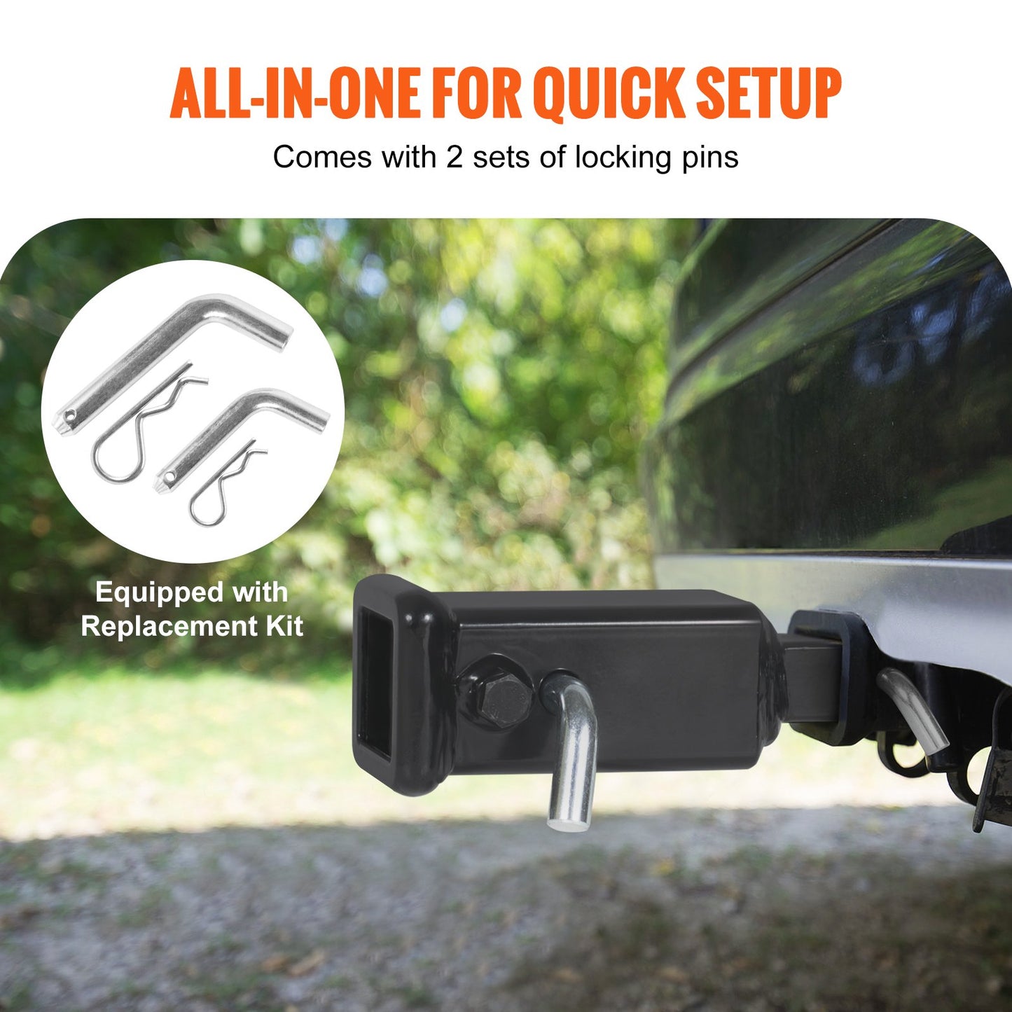VEVOR Trailer Hitch Extender, 1-1/4" to 2" Receiver Hitch Adapter, Trailer Hitch