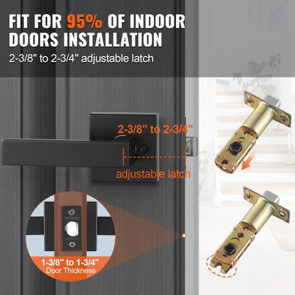 Passage Door Handle 1 Pack Matte Black Door Lever Interior Reversible Lever