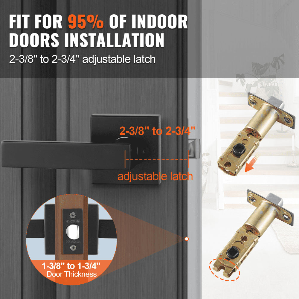 Passage Door Handle 6 Pack Matte Black Door Lever Interior Reversible Lever
