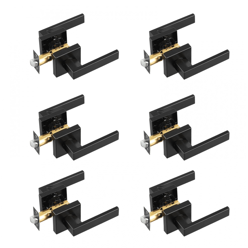 Passage Door Handle 6 Pack Matte Black Door Lever Interior Reversible Lever