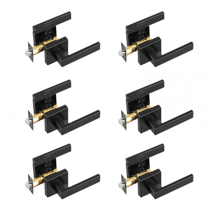 Passage Door Handle 6 Pack Matte Black Door Lever Interior Reversible Lever