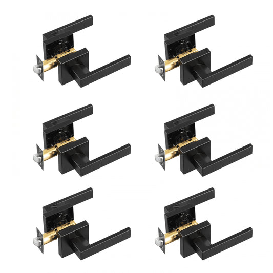 Passage Door Handle 6 Pack Matte Black Door Lever Interior Reversible Lever