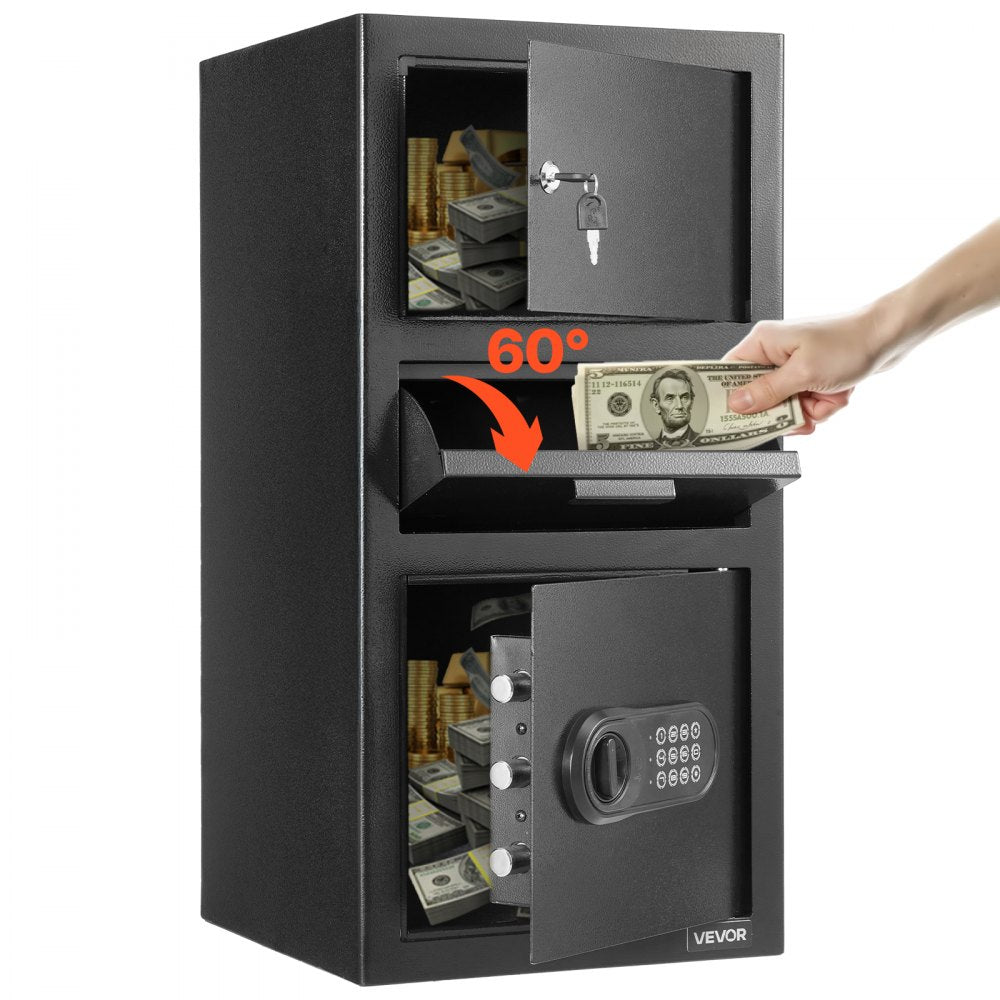 3.6 Cubic Feet Drop Safe Large Capacity 3 Tiers Drop Slot Safe Box Black