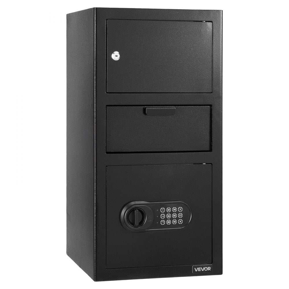 3.6 Cubic Feet Drop Safe Large Capacity 3 Tiers Drop Slot Safe Box Black