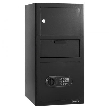 3.6 Cubic Feet Drop Safe Large Capacity 3 Tiers Drop Slot Safe Box Black