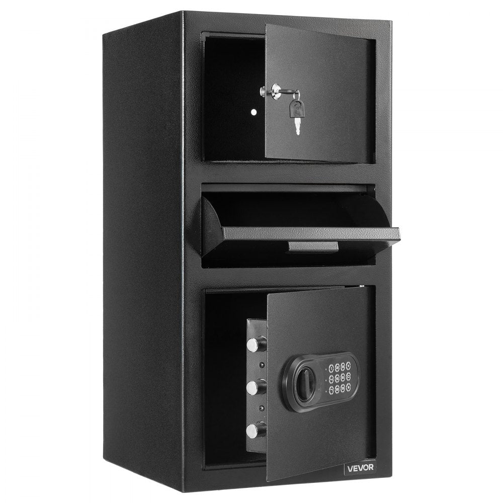 3.6 Cubic Feet Drop Safe Large Capacity 3 Tiers Drop Slot Safe Box Black
