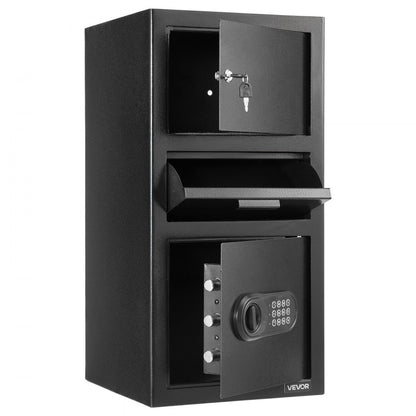 3.6 Cubic Feet Drop Safe Large Capacity 3 Tiers Drop Slot Safe Box Black