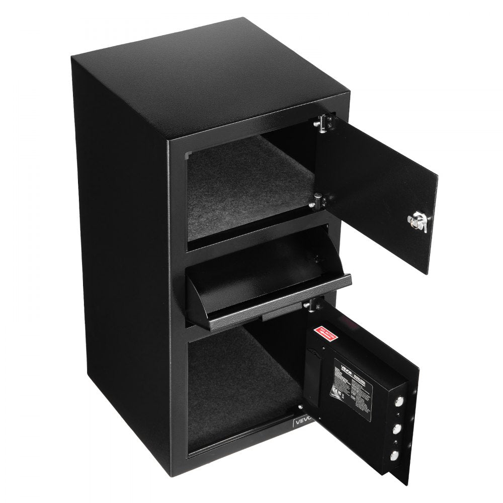 3.6 Cubic Feet Drop Safe Large Capacity 3 Tiers Drop Slot Safe Box Black